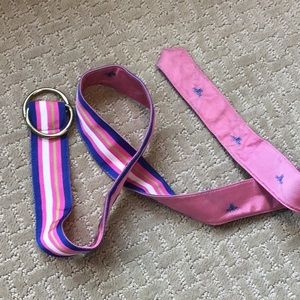 JMcLaughlin double sided ribbon belt - stripes/frogs